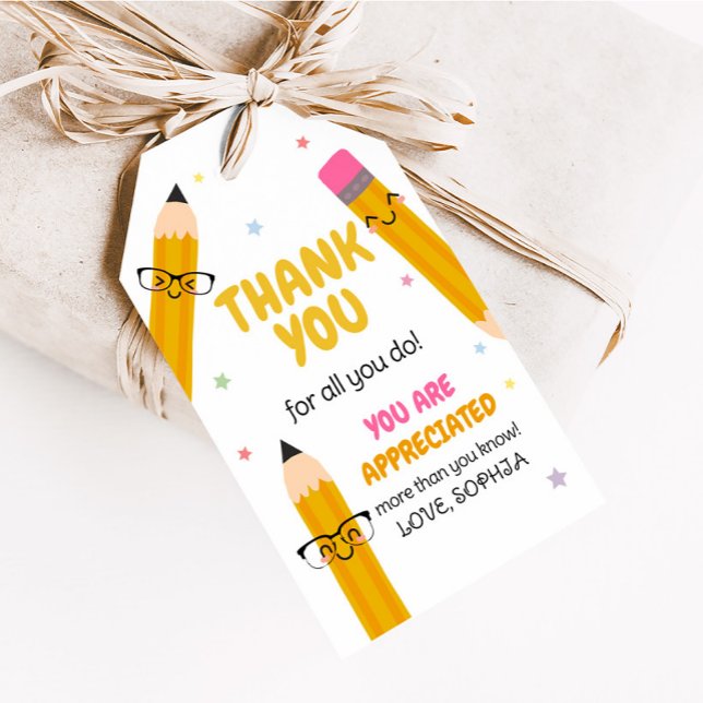 Favoritmärkningar för Tack för skollärarinställnin Presentetikett (Teacher Appreciation Thank You Favor Tags)
