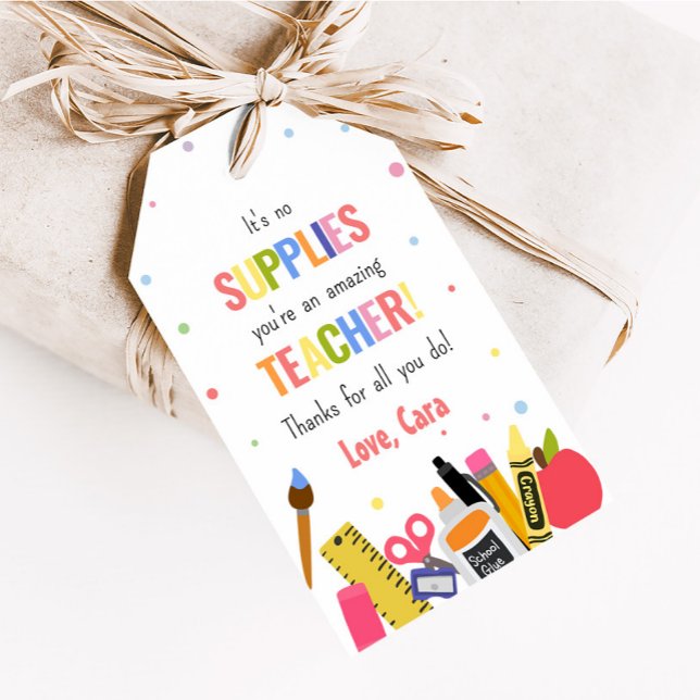 Favoritmärkningar för Tack för utvärdering av skol Presentetikett (No School Supplies Appreciation Thank You Favor Tags)