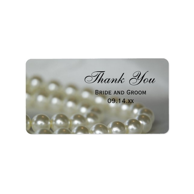 Favoritmärkningar för Tacken Vita Bröllop Pearls Adressetikett (Framsidan)