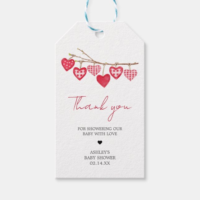 Favoritmärkningar för Valentine Little Baby Shower Presentetikett (Framsidan)