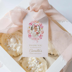 Favoritmärkningar för vår Rosa Blommigt Birthday B Presentetikett