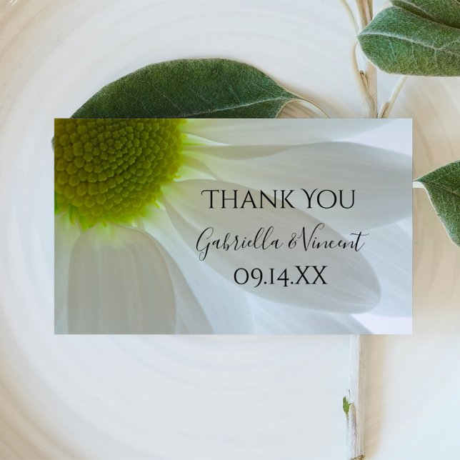 Favoritmärkningar för vit Daisy Petals Bröllop Tac Visitkort (Skapare uppladdad)