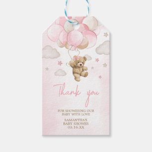 Favoritmärkord för Boho Rosa Bear Balloon Baby Sho Presentetikett