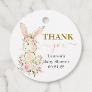 Favoritmärkord för Bunny Baby Shower Girl Gåvor Etiketter