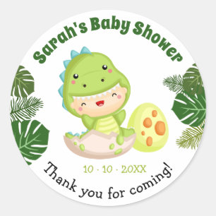 Favoritmärkord för dinosaur Baby Shower Runt Klistermärke