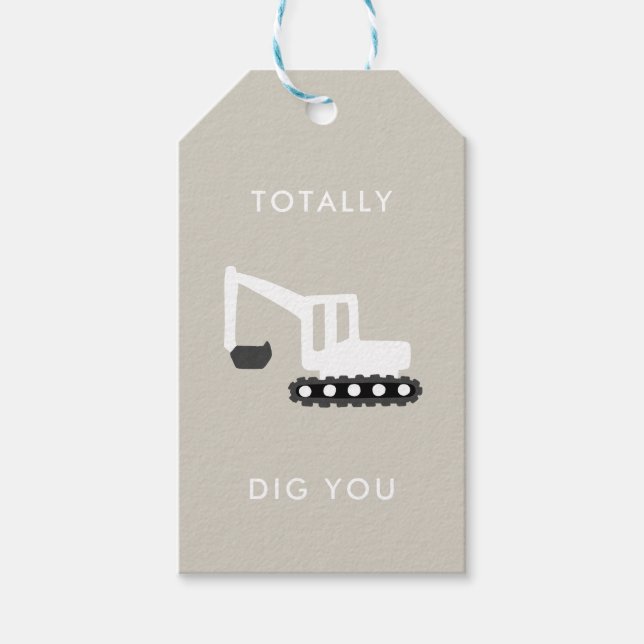 Favoritmärkord för Födelsedagsfest för bygge Presentetikett (Framsidan)