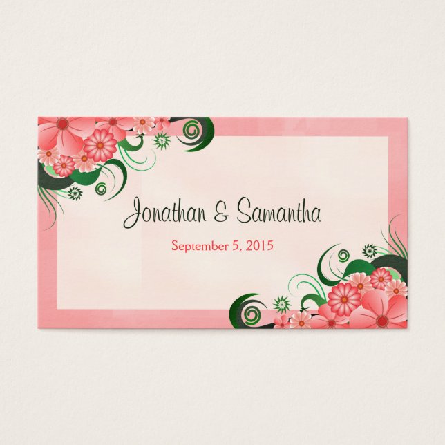 Favoritmärkord för Hibiscus Blommigt Rosa Wedding  Visitkort (Framsidan)