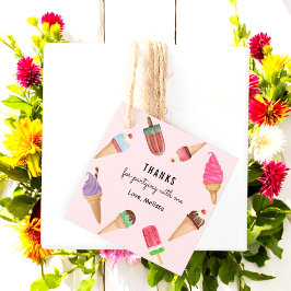 Favoritmärkord för Ice Cream Rosa Blue Grönt Tack Gåvor Etiketter