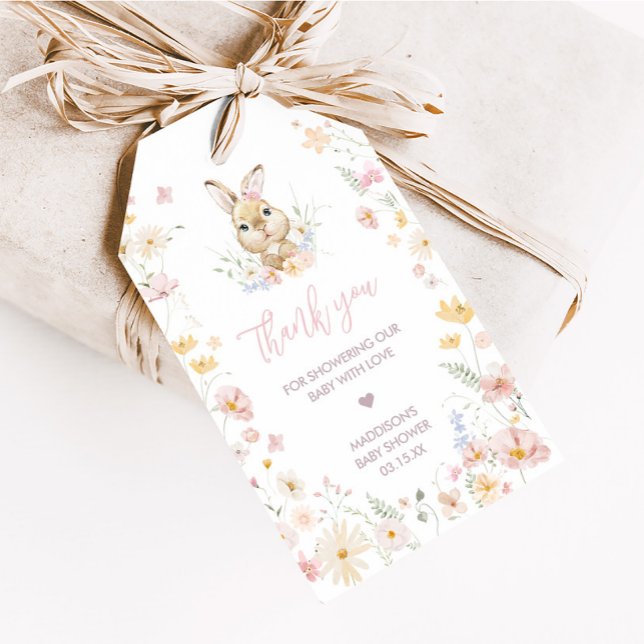 Favoritmärkord för kaninbabybabyskor presentetikett (Somebunny Rabbit Baby Shower Favor Tags)