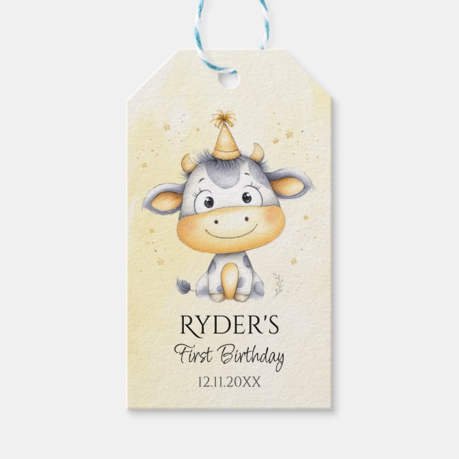 Favoritmärkord för kute på första födelsedagen presentetikett (Framsidan)