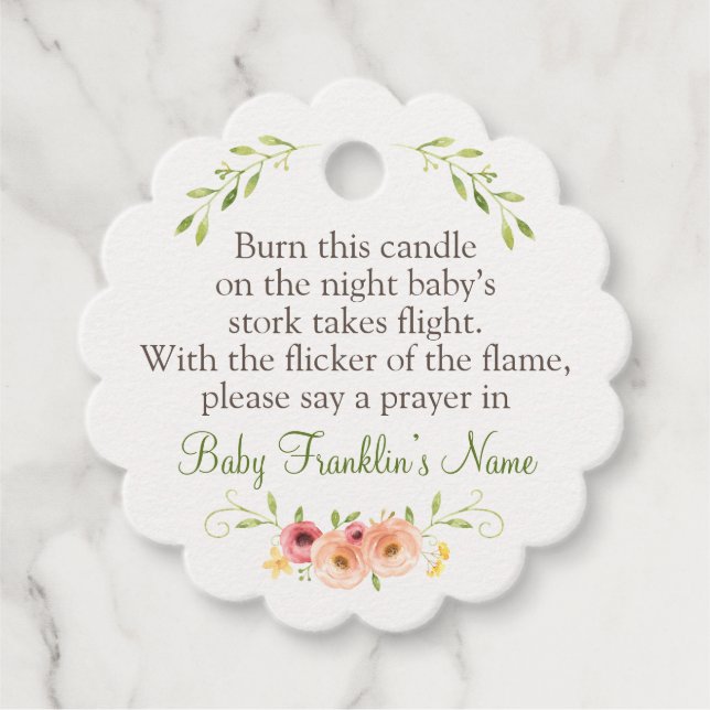 Favoritmärkord för ljussken för babyskor gåvor etiketter (Framsida)