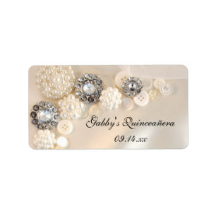 Favoritmärkord för Pearl och Diamond Buttons Quinc Adressetikett