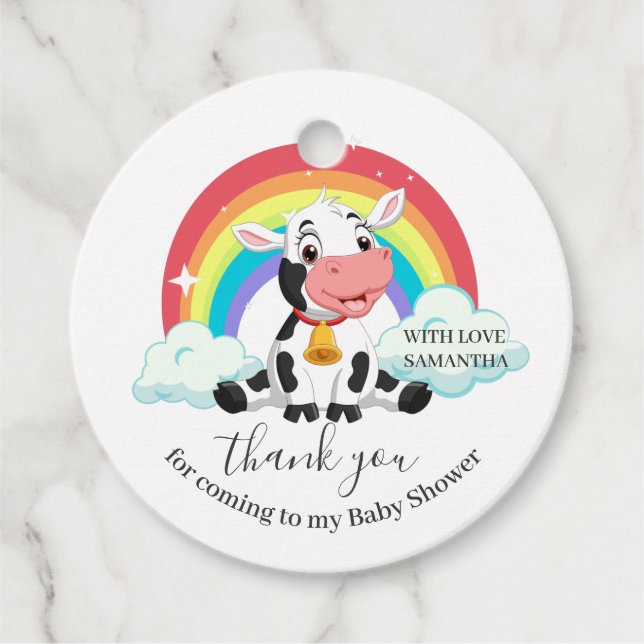 Favoritmärkord för Rainbow Baby Cow-Tack Gåvor Etiketter (Framsida)