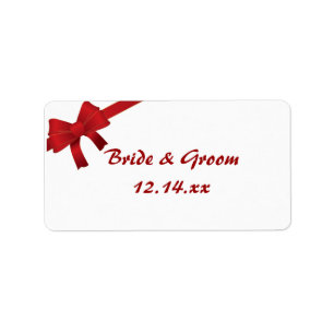 Favoritmärkord för Red Bows Winter Wedding Adressetikett