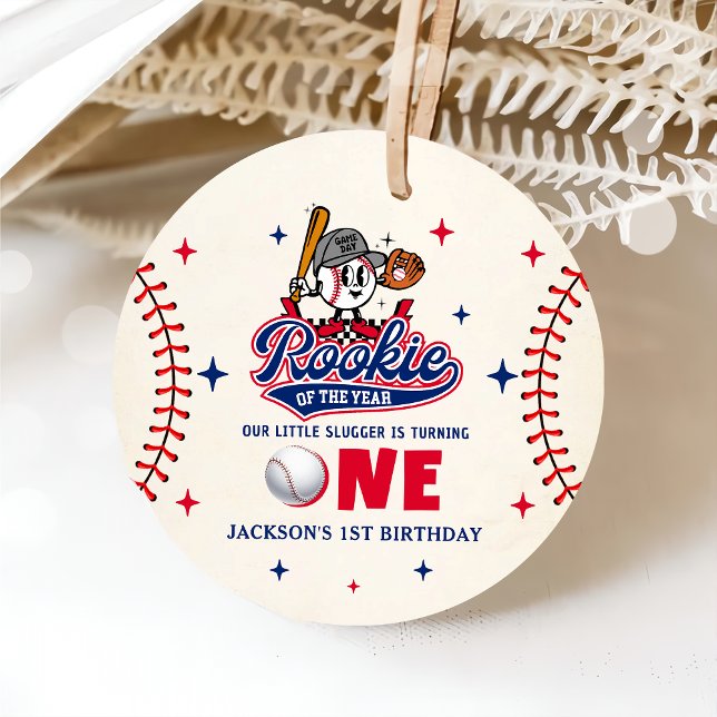 Favoritmärkord för Retro Baseball Boy Birthday Gåvor Etiketter (Skapare uppladdad)