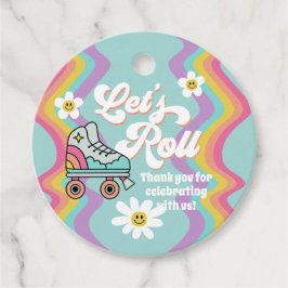 Favoritmärkord för Retro Roller Skating Rainbow Bi Gåvor Etiketter