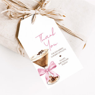 Favoritmärkord för rosa Bow Espresso Martini Baby Presentetikett