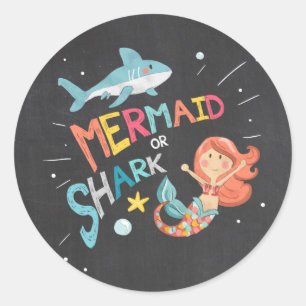 Favoritmärkord för Shark eller Sjöjungfru Sticker Runt Klistermärke