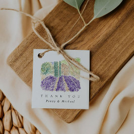 Favoritmärkord för Tack i vattenfärg Lavender Fält Gåvor Etiketter