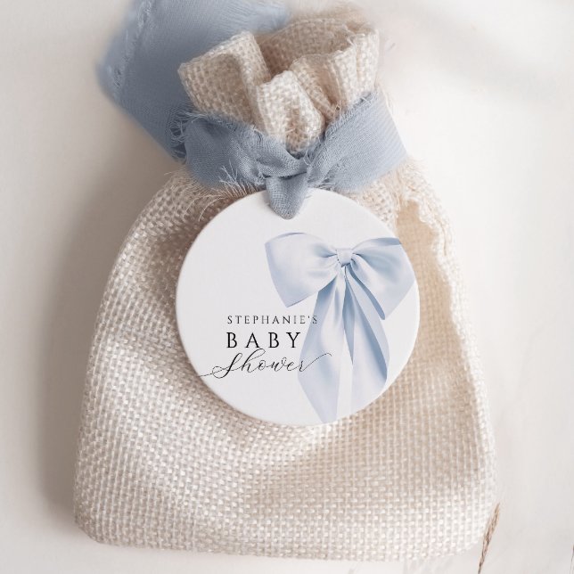 Favoritmärkord med rundade blå babyskor gåvor etiketter (Skapare uppladdad)