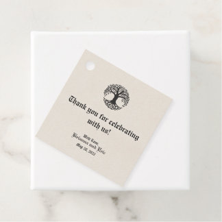 Favoritmarkörer med Livets Träd-monogram Gåvor Etiketter