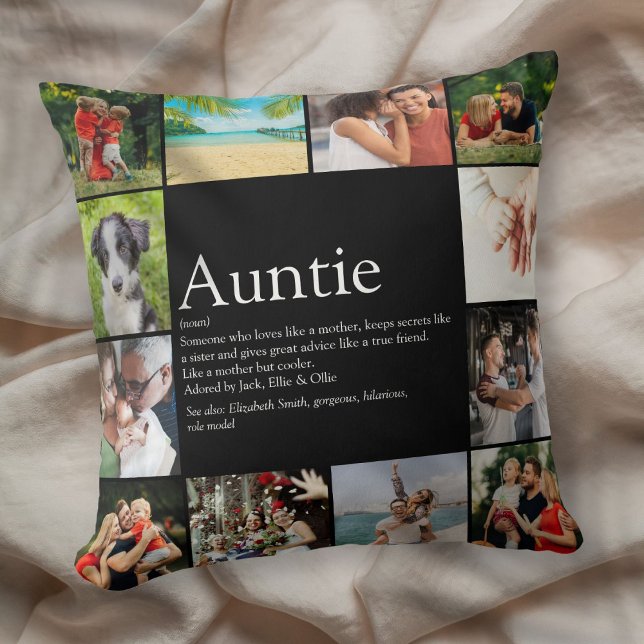 Favoritmoster Definition Rolig Fotocollage Kudde (Favorite Aunt Auntie Definition Fun Photo Collage Throw Pillow)