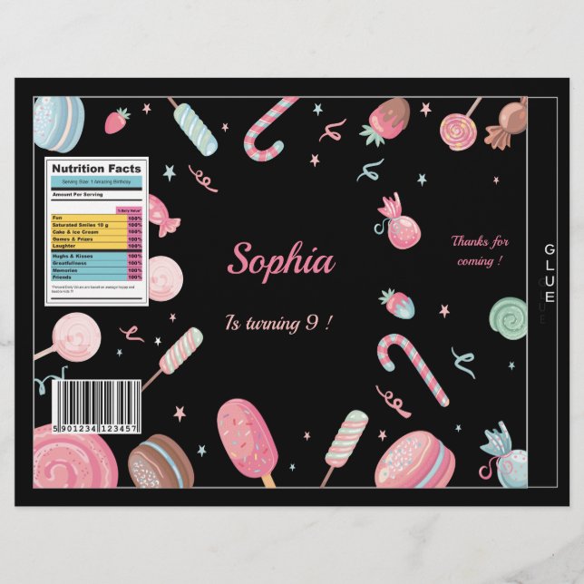 Favoritpålägg för chip Bag Candyland Wrapper Party Reklamblad (Framsidan)
