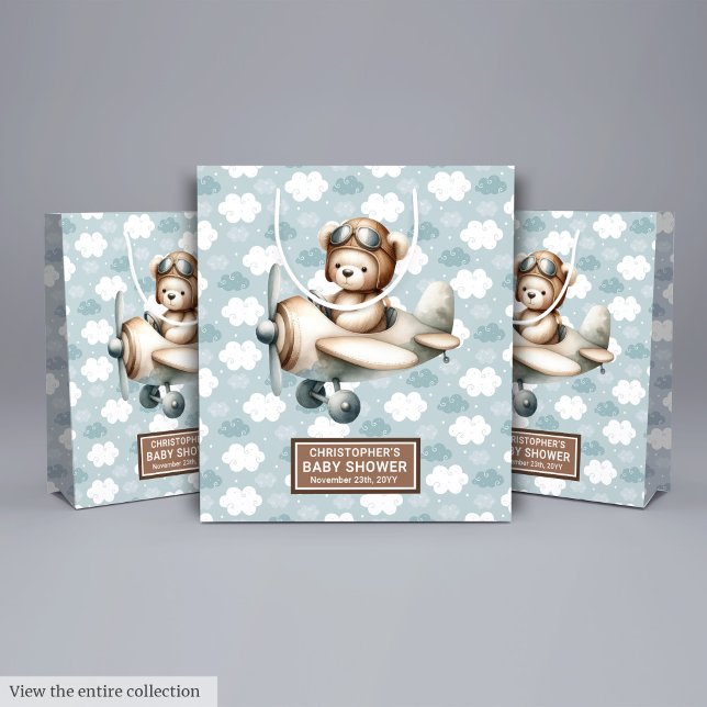 Favoritpålägg för parti för parti för parti för pa (Cute Teddy Bear Pilot Baby Shower Party Favor Bag)