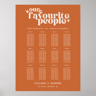 Favoritpersoner Retro Bröllopsställningsdiagram Poster