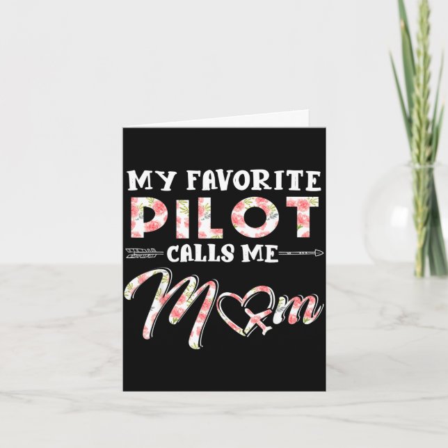Favoritpiloten kallar mamma blommig design mors da kort (Framsida)