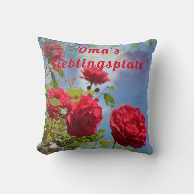 Favoritplats med röda rosor kudde (Framsida)