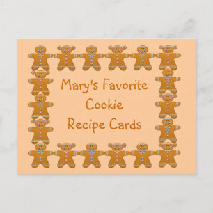 Favoritreceptkort för cookie~Gingerbröd~Anpassa Vykort
