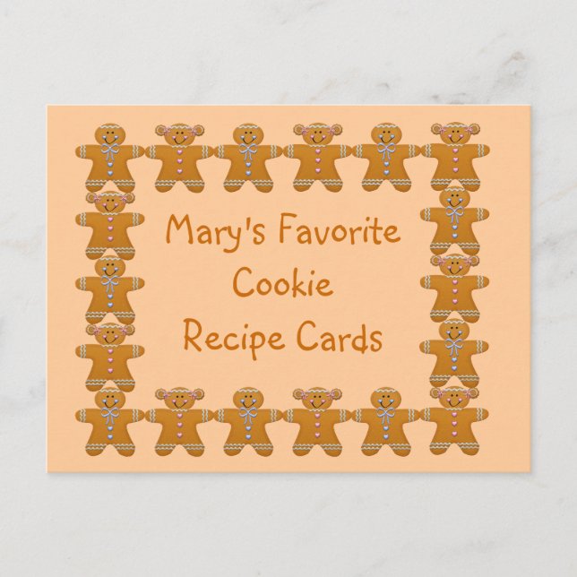 Favoritreceptkort för cookie~Gingerbröd~Anpassa Vykort (Framsida)