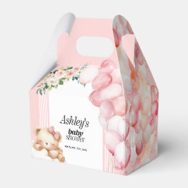 Favoritruta för babyskor, Rosa björn och ballonger Presentaskar