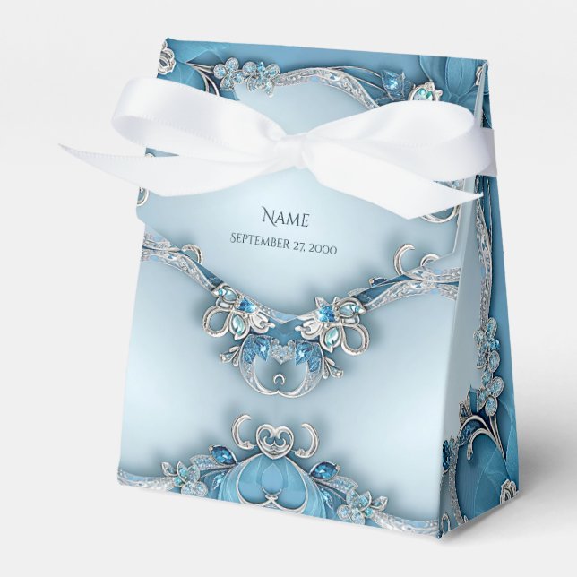 Favoritruta för blå Blommigt Presentaskar (Framsidan Sidan)