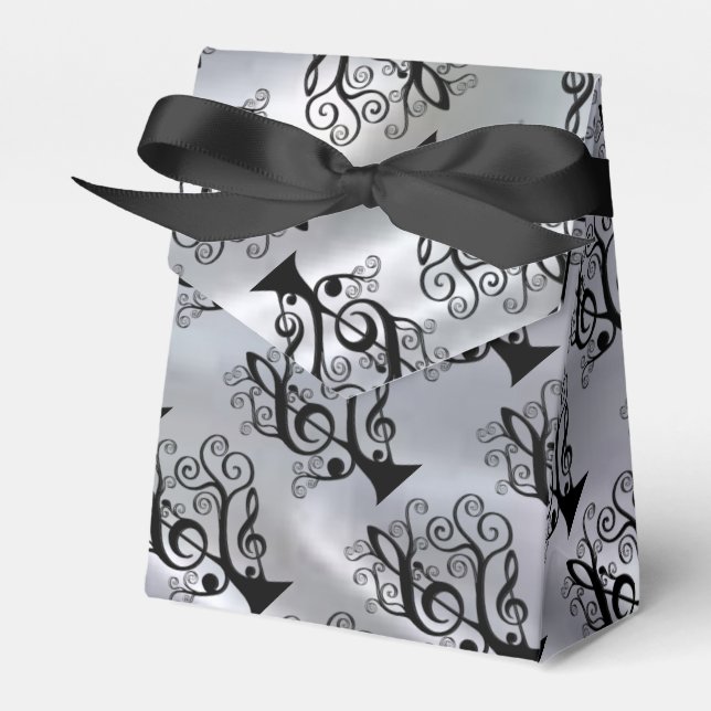 Favoritruta för Black & Silver Music Treble Clef T Presentaskar (Framsidan Sidan)
