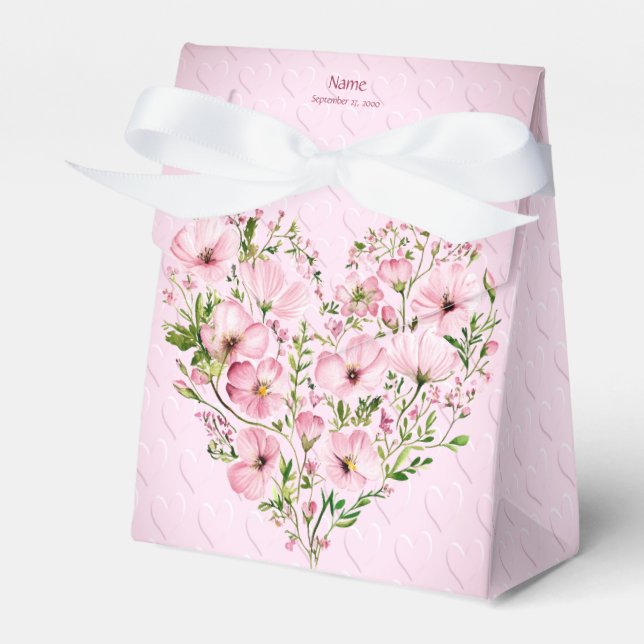 Favoritruta för Blommigt av rosa Heart Presentaskar (Framsidan Sidan)