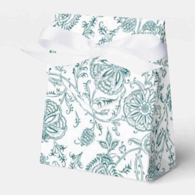 Favoritruta för Blommönstret Teal & White Presentaskar (Framsidan Sidan)