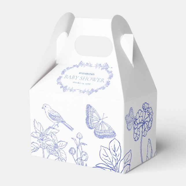 Favoritruta för Blue Garden Chinoiserie Baby Showe Presentaskar (Framsidan Sidan)