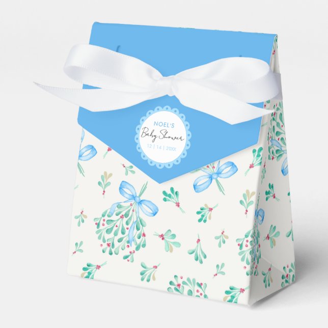 Favoritruta för Blue Mistletoe Baby Shower Presentaskar (Framsidan Sidan)