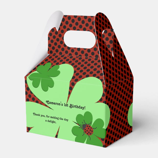 Favoritruta för Cute Ladybug 1:a födelsedagspartie Presentaskar (Framsidan Sidan)