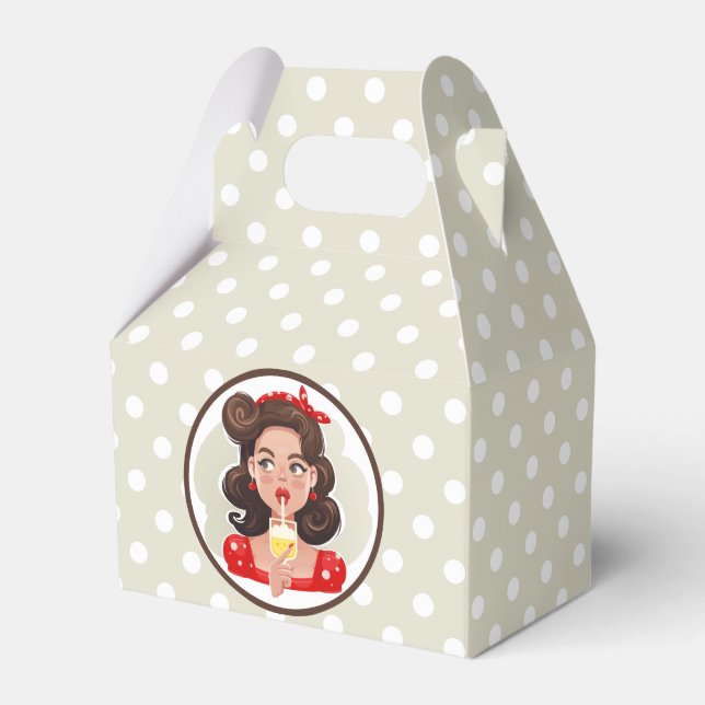 Favoritruta för Cute Retro Girl Cocktail Presentaskar (Framsidan Sidan)