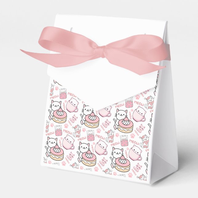 Favoritruta för Cute Rosa and White Cat Party Presentaskar (Framsidan Sidan)
