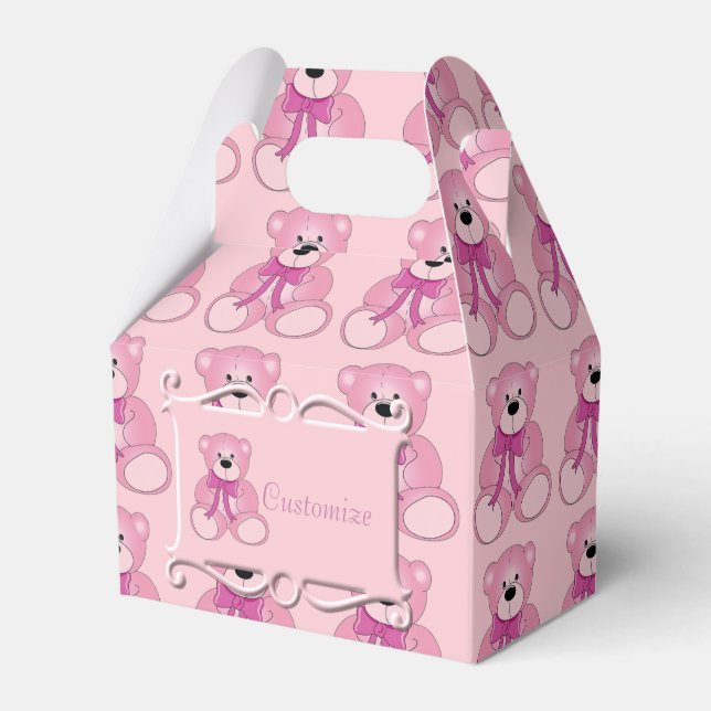 Favoritruta för Cute Rosa Nalle Mönster Gable () Presentaskar (Framsidan Sidan)
