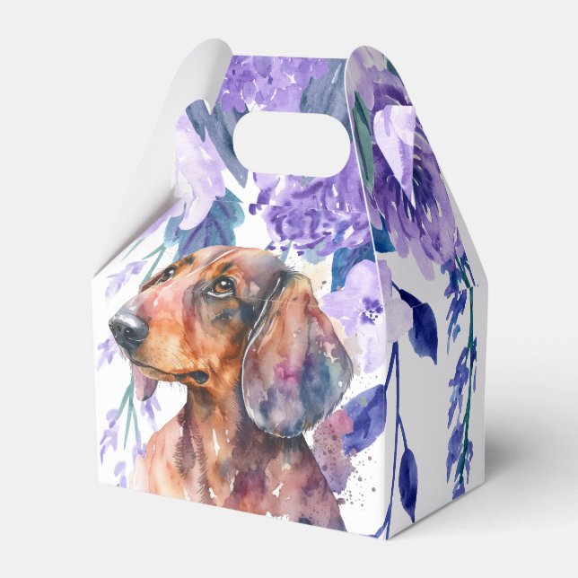 Favoritruta för Dachshund-Blommigt Presentaskar (Framsidan Sidan)