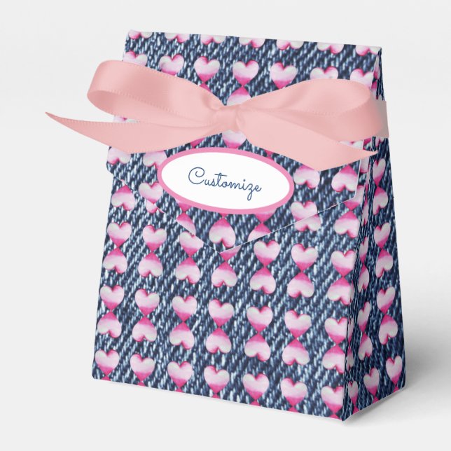 Favoritruta för Denim och Tie Dyed Hearts Presentaskar (Framsidan Sidan)