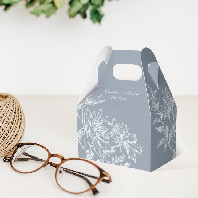 Favoritruta för elegant Dusty Blue- och White-Blom Presentaskar (Skapare uppladdad)