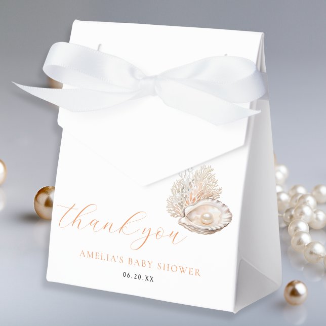 Favoritruta för elegant Seashell Pearl Baby Shower Presentaskar (Skapare uppladdad)