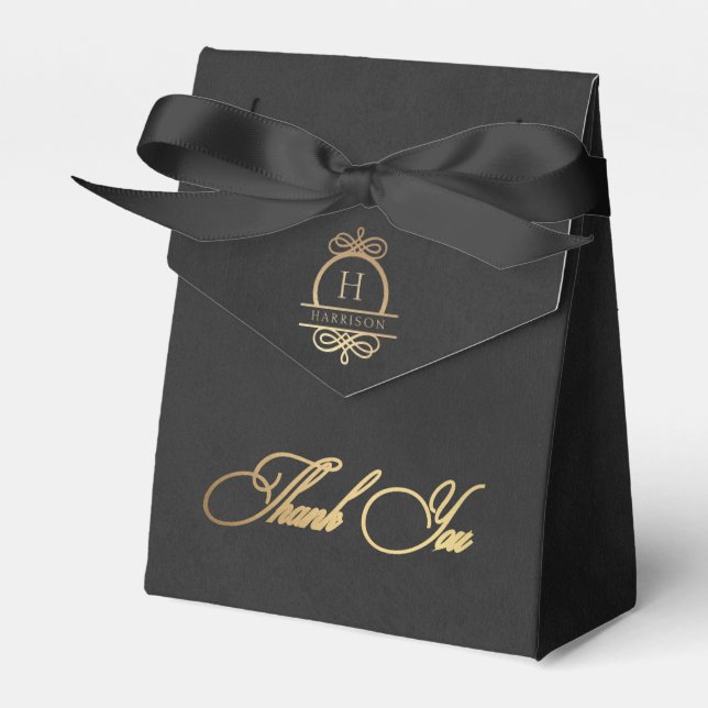 Favoritruta för elegant svart Guld-Tack Presentaskar (Framsidan Sidan)