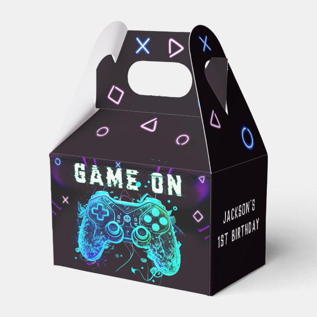 Favoritruta för Födelsedagsfest av videospelsordni Presentaskar (Framsidan Sidan)